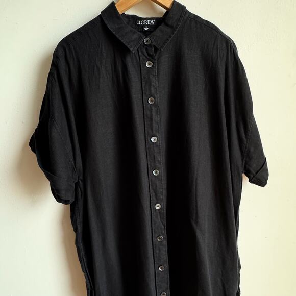 J CREW Capitaine Shirtdress in Black Linen - Unbelted - Picture 4 of 6
